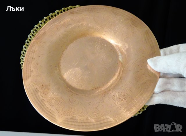 Медна чиния 20 см.,гравирана. , снимка 2 - Антикварни и старинни предмети - 40777206