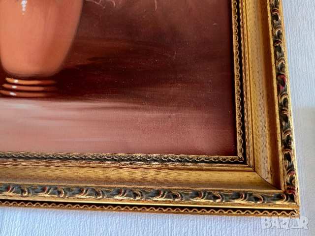 Винтидж оригинална маслена картина ваза и цветя на художника Робърт Кокс, снимка 4 - Картини - 52192915