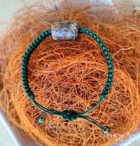 Унисекс плетена гривна с Дзи мънисто — талисман за просперитет, снимка 5 - Гривни - 40493608