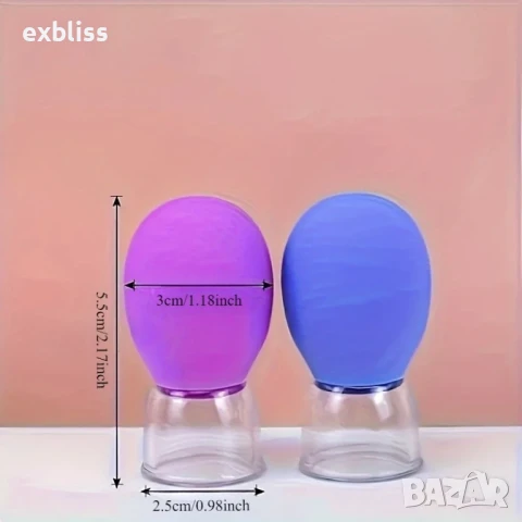 Силиконови вендузи за лице – вакуумен лифтинг масаж 2бр., снимка 2 - Други - 50761145