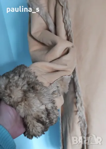 Винтидж / Топъл дамски кожух "OGANZA" / цвят Нюд с нюансирана яка, маншети и обазовка, снимка 14 - Палта, манта - 48352538
