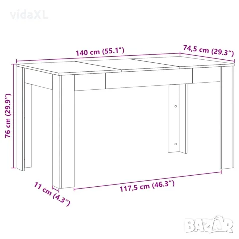 vidaXL Трапезна маса Черен дъб 140 x 74,5 x 76 см Инженерна дървесина, снимка 10 - Маси - 56148369