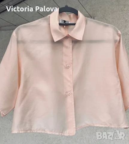 Бутикова блуза кроп FASHIONFRONT ROW 100% коприна, снимка 4 - Корсети, бюстиета, топове - 49570441