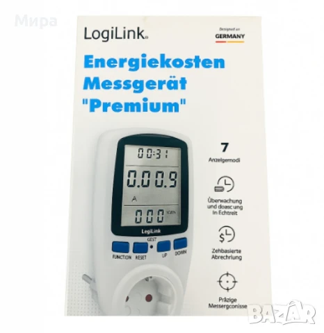 Енергометър LogiLink „Premium“ – измервател на разхода на електроенергия, снимка 2 - Други - 50886513