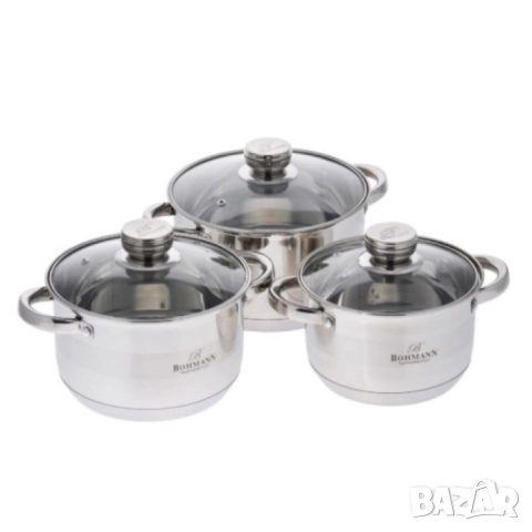 Комплект тенджери Bohmann, 22/24/26см. , Неръжд. Стомана, снимка 4 - Съдове за готвене - 52142378