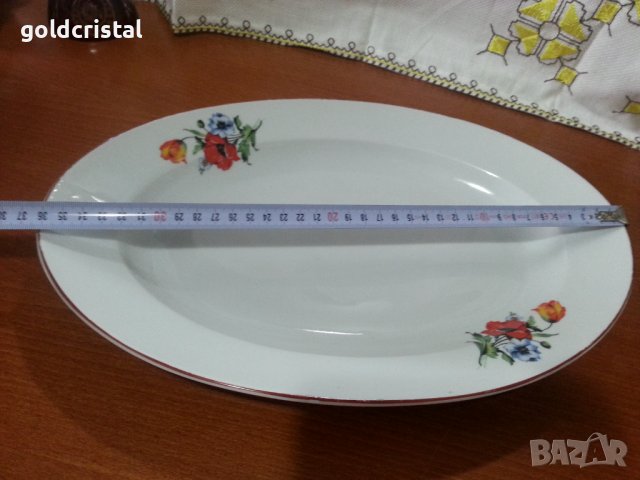 Стар български порцелан плато елипса , снимка 4 - Антикварни и старинни предмети - 41846576