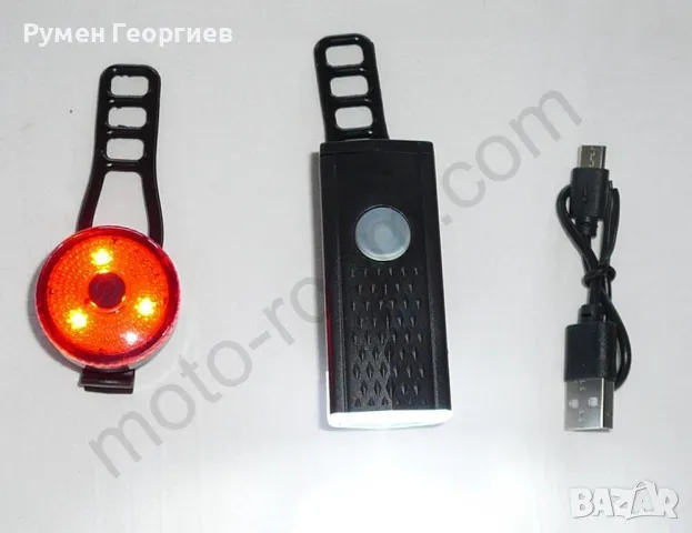 Комплект фар и стоп за велосипед, LED, интегрирани батерии, USB, снимка 2 - Аксесоари за велосипеди - 49201247