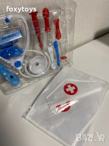 Малък доктор - комплект с престилка - в синьо, снимка 9 - Образователни игри - 53305162