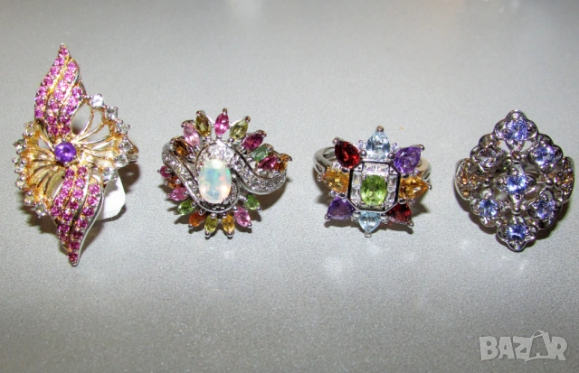 Сребърни пръстени с натурални минерали подходящи за подарък , снимка 3 - Пръстени - 53636824