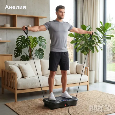 Вибрационна платформа 150W с Bluetooth, дистанционно и ластици – до 150 кг, снимка 3 - Фитнес уреди - 55945414