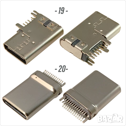 Букса конектор USB Type-C  14 / 24 pin , USB 3.1 , USB 3.2 SMT Connector, снимка 11 - Ремонт на друга електроника - 40051789