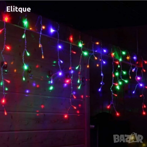 Коледна украса LED ресни 12 метра – водоустойчива инсталация с 8 режима на светене, снимка 2 - Други - 52503553