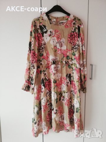 Флорална рокля, пролет-есен, размер  L, Отлично състояние!, снимка 1
