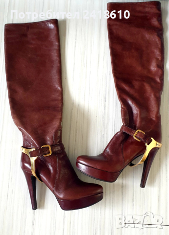 Prada Leather Boots Size 37/1/2 /24см. ОРИГИНАЛ! Дамски Кожени Ботуши!, снимка 10 - Дамски ботуши - 53293645