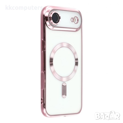 Силиконов кейс bSmart Chrome Magsafe с протектори за камерите, За iPhone 17 Air (6.9), Розово-златен, снимка 3 - Калъфи, кейсове - 51795527