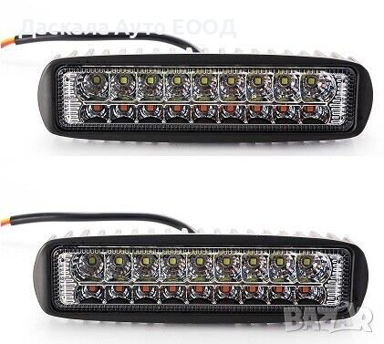 1бр. прожектор LED bar лед бар халоген 18W с мигач 10-30V , 16см