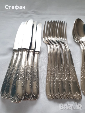 Комплект посребрени прибори, снимка 2 - Антикварни и старинни предмети - 52452047