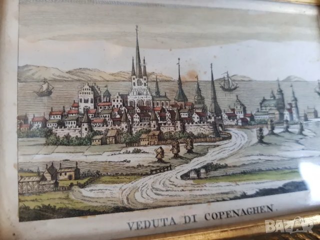 Стари литографии в рамка - 3 броя, снимка 6 - Антикварни и старинни предмети - 48556223