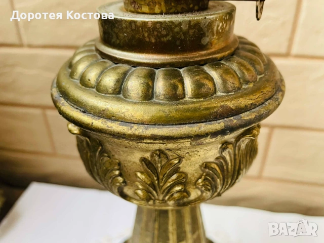 Красива голяма месингова лампа от Англия, снимка 10 - Антикварни и старинни предмети - 53398702