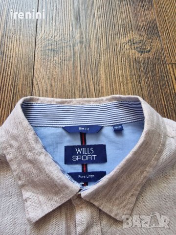 Страхотна мъжка ленена риза WILLS SPORT размер L , 100% лен , снимка 5 - Ризи - 41610607