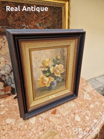 Много добра красива антикварна авторска картина масло върху платно , снимка 6 - Картини - 51509020