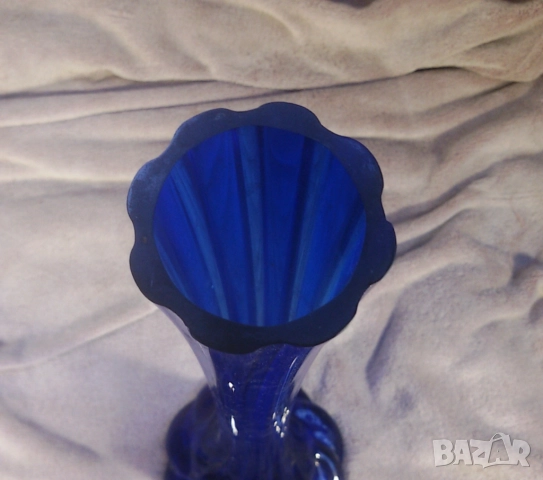 Висока стъклена синя ваза 57.5 сантиметра, снимка 6 - Вази - 51688605