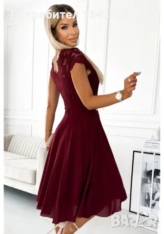 Елегантна рокля от шифон в цвят бордо 381-5 Numoco, снимка 5 - Рокли - 47721463