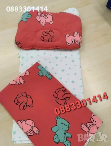 Комплект за количка бебешки с възглавница, одеяло и чаршаф за бебе, снимка 6 - Спално бельо и завивки - 47806667