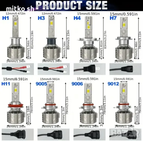+500% H4 Led автомобилни крушки, снимка 7 - Аксесоари и консумативи - 49774064