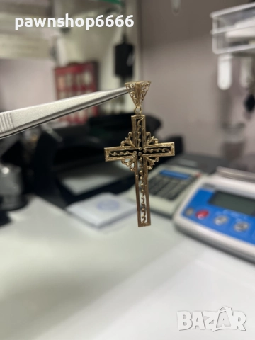 Златна висулка / Златен Кръст - ръчна изработка 14К, снимка 2 - Колиета, медальони, синджири - 52624846