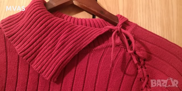 Нов червен пуловер поло дамски M размер, снимка 3 - Блузи с дълъг ръкав и пуловери - 34828905