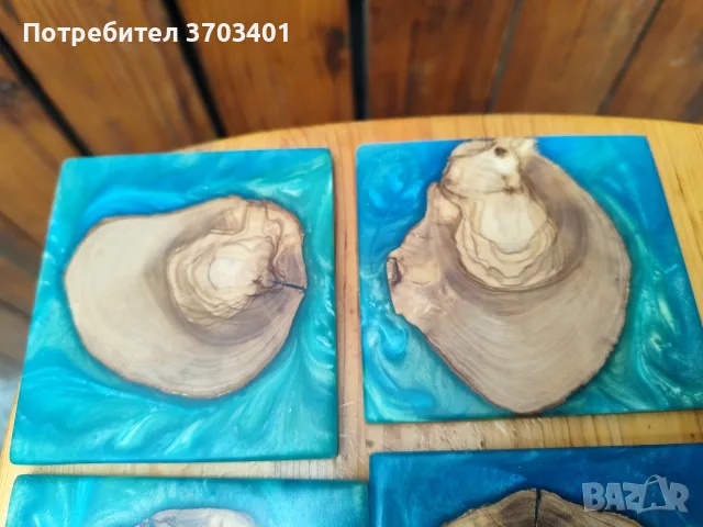 Подложки за чаши от дърво и смола, снимка 5 - Декорация за дома - 55905804