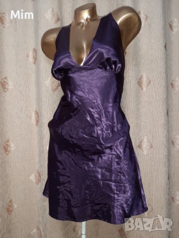  Hunkemoller L Тъмно лилава сатенена нощница , снимка 3 - Нощници - 41769460