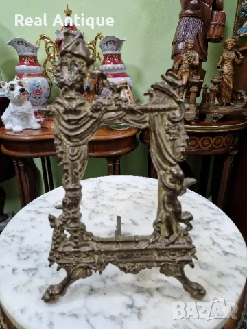 Стара страхотна антикварна английска бронзова поставка за снимки , снимка 2 - Антикварни и старинни предмети - 50263051