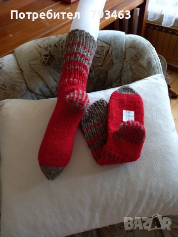 Ръчно плетени дамски чорапи от вълна размер 38, снимка 2 - Дамски чорапи - 41762985