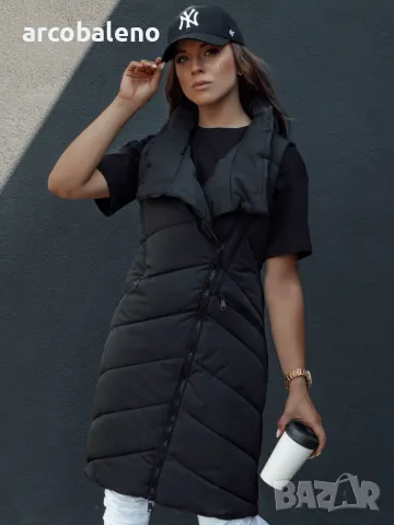 Дамско дълго ватирано яке без ръкави и качулка SERKIS, 2цвята , снимка 7 - Якета - 47464572