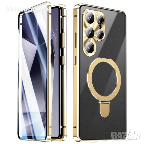 Магнитен калъф за Samsung Galaxy S26 Ultra с протектор – матов PC гръб, метална рамка и стойка, 5 цв, снимка 5 - Калъфи, кейсове - 53680957