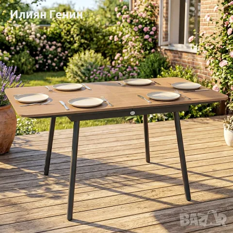 Градинска маса Outsunny 140 x 80 см , снимка 6 - Градински мебели, декорация  - 56302833