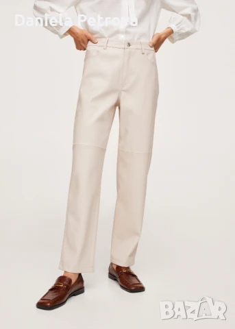 Прави панталони с кожен ефект., снимка 1