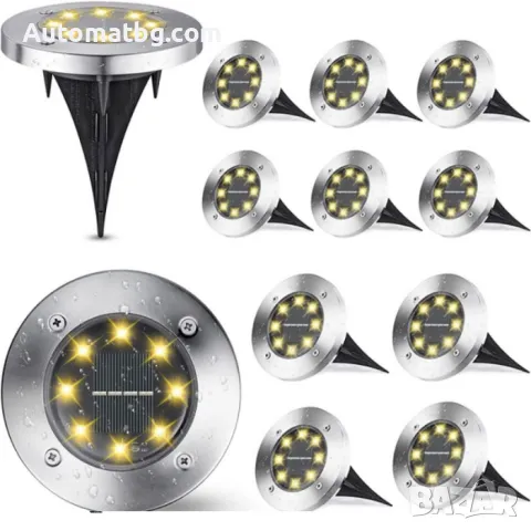 Комплект LED соларни лампи Automat, 2V, IP65, 12бр, Черни 