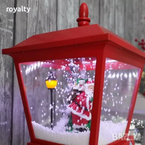 Декоративна коледна лампа с Дядо Коледа, падащ сняг и мелодии, снимка 7 - Декорация за дома - 52249426