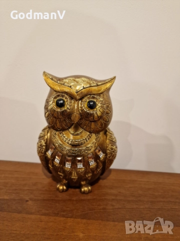 🦉✨ Декоративна статуетка „Златист Бухал“