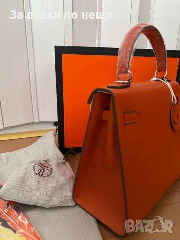 Hermes Kelly Луксозна Дамска Чанта В Класически Оранжев Цвят Код DST86, снимка 4 - Чанти - 56204546