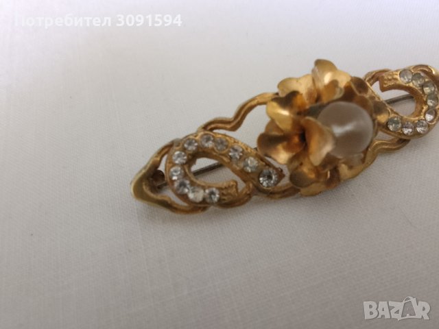 стара дамска брошка от матерял дубле, снимка 2 - Други ценни предмети - 41888269