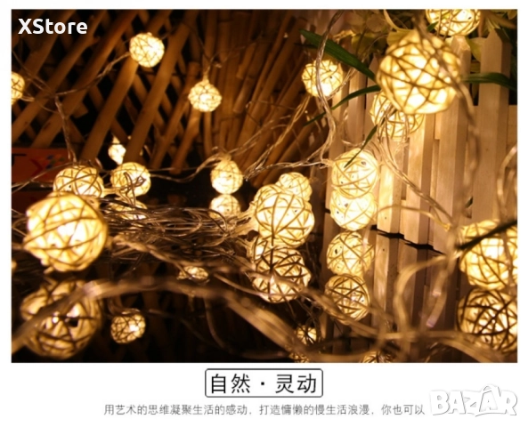 Коледни лампички декорация – крушки с батерии 10 броя "1 цвят ,като на снимките", снимка 4 - Декорация за дома - 52441770