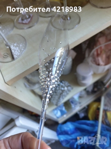 Сватбени чаши обсипани с камъчета., снимка 3 - Други - 51952340