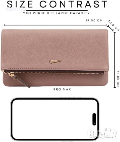 PAUL COSTELLOE Дамско кожено портмоне от естествена кожа с много слота и джобове, пепеляво лилаво, снимка 6 - Портфейли, портмонета - 44494111