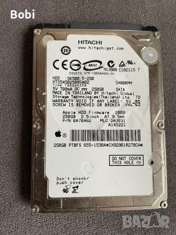 HDD HITACHI Apple 250GB hdd, снимка 1 - Твърди дискове - 44550013