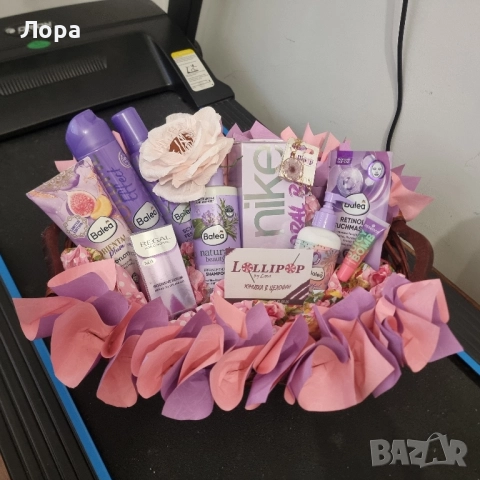 🎀 Луксозна подаръчна кошница в розово-лилава гама от арт ателие Lollipop, снимка 6 - Декорация за дома - 52321460