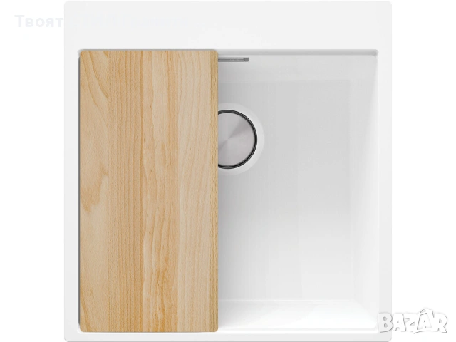 Кухненска Мивка от гранит  Осло XL 500 x 580 mm - Бял, снимка 2 - Други - 37573375